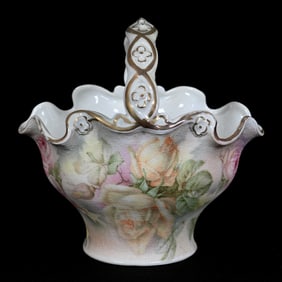 Rose Tapestry Basket, Royal Bayreuth Blue Mark