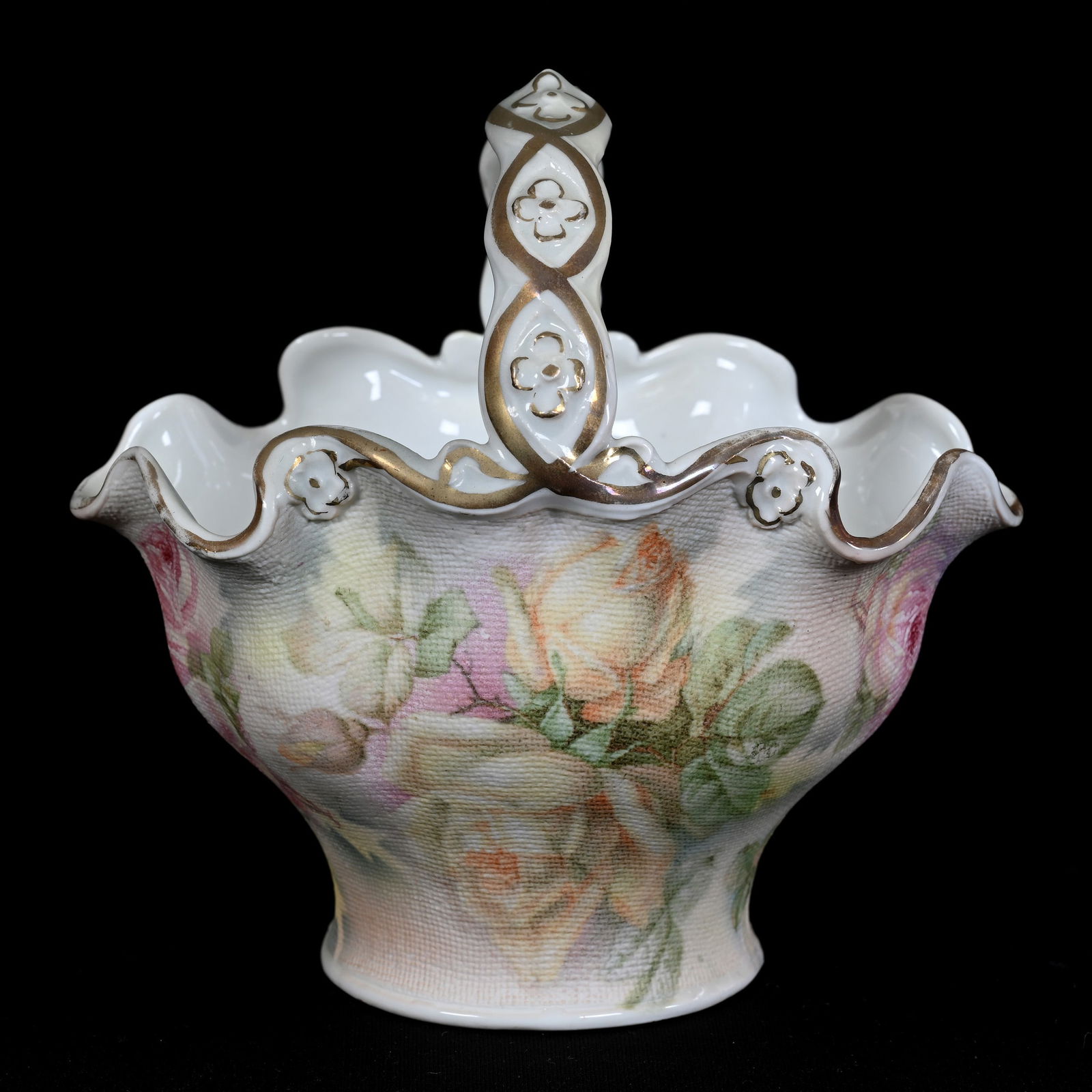 Rose Tapestry Basket, Royal Bayreuth Blue Mark (1 of 3)