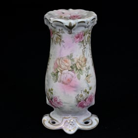 Rose Tapestry Hatpin Holder, Royal Bayreuth Blue Mark