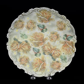 Rose Tapestry Plaque, Royal Bayreuth Blue Mark