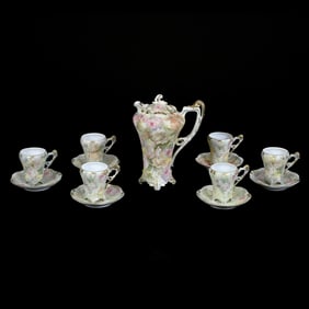 Rose Tapestry Chocolate Set, Royal Bayreuth Blue Mark