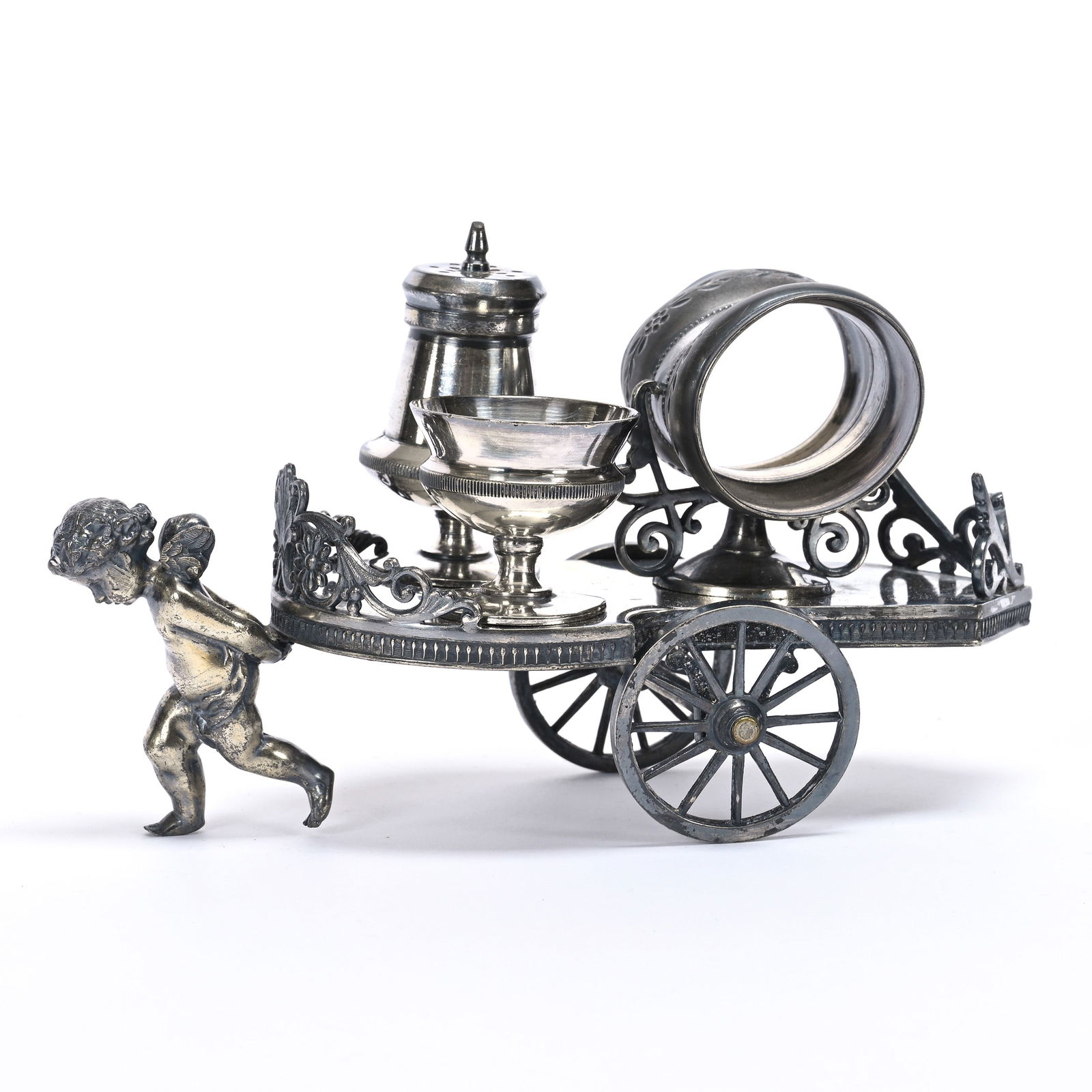 Figural Combination Set, Cherub Pulling Cart (1 of 3)