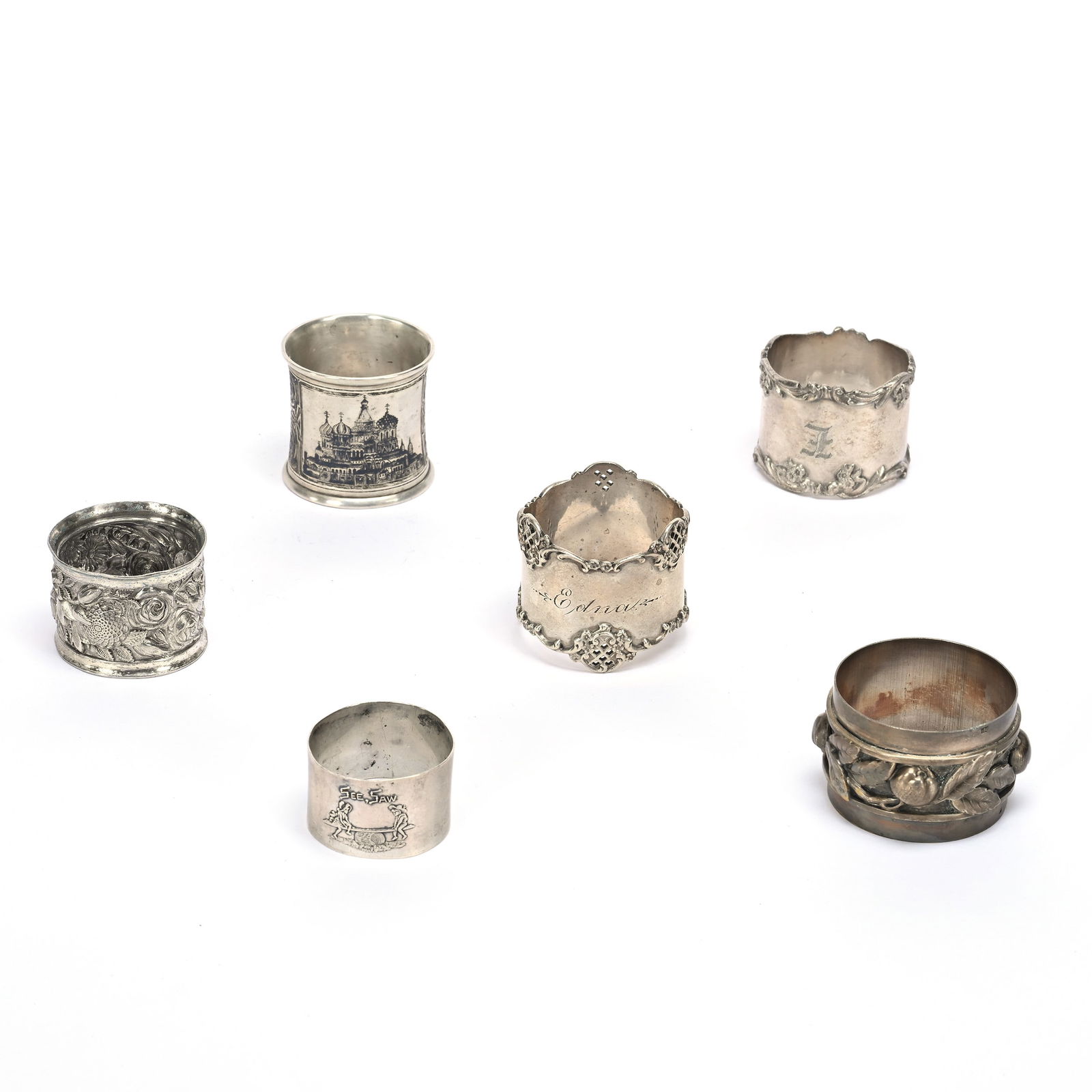 (6) Figural Napkin Rings, Silverplate And Sterling (1 of 2)