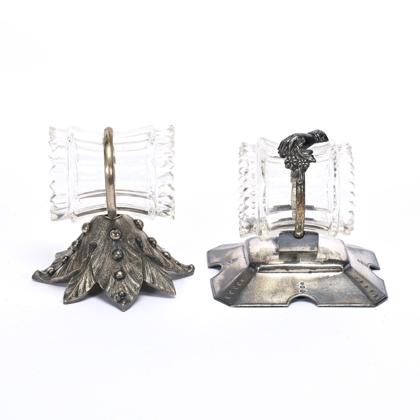 (2) Figural Napkin Rings, Silverplate With Glass Rings (1 of 3)