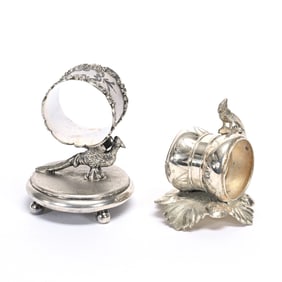 (2) Figural Napkin Rings, Bird Related