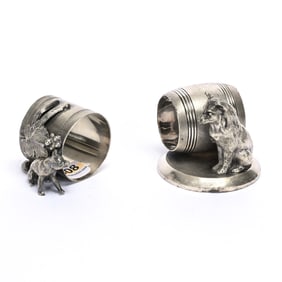 (2) Figural Napkin Rings, Dog Related