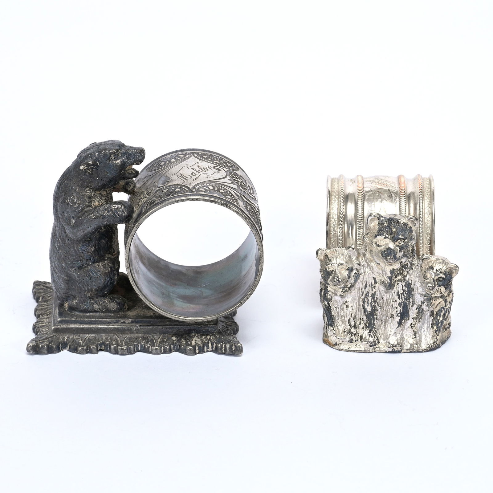 (2) Figural Napkin Rings, Bear Related (1 of 3)