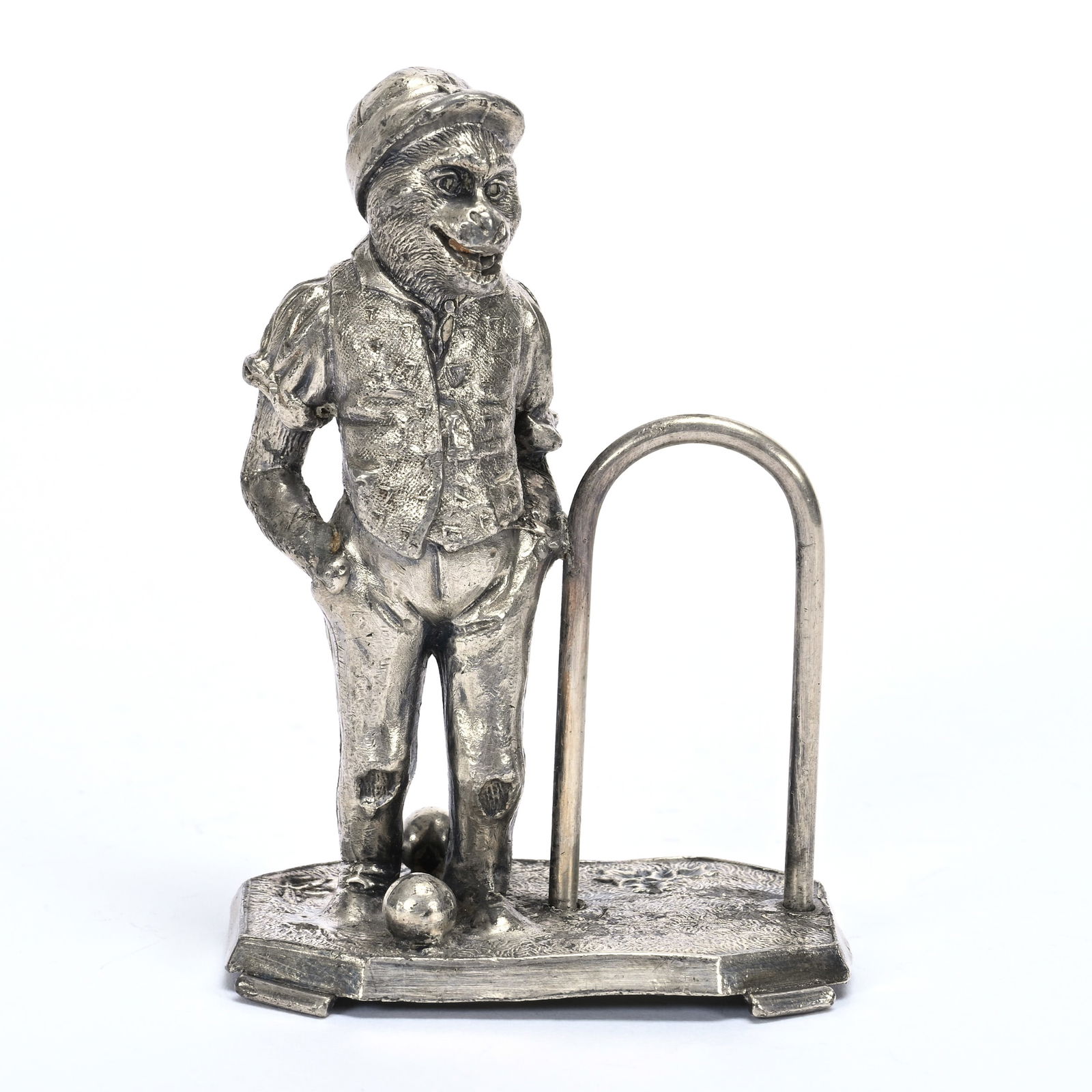 Figural Napkin Ring, Monkey Playing Croquet (1 of 3)