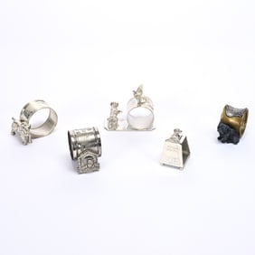 (5) Figural Napkin Rings, Dog Related