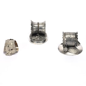 (3) Figural Napkin Rings, Silverplate