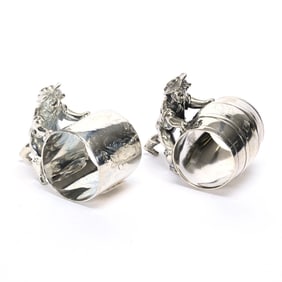 (2) Figural Napkin Rings, Boy Pushing Ring