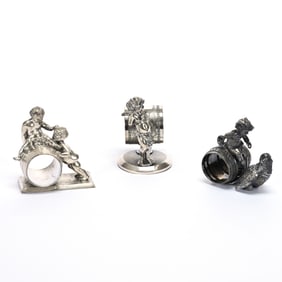 (3) Figural Napkin Rings, Cherub Or Putti Designs