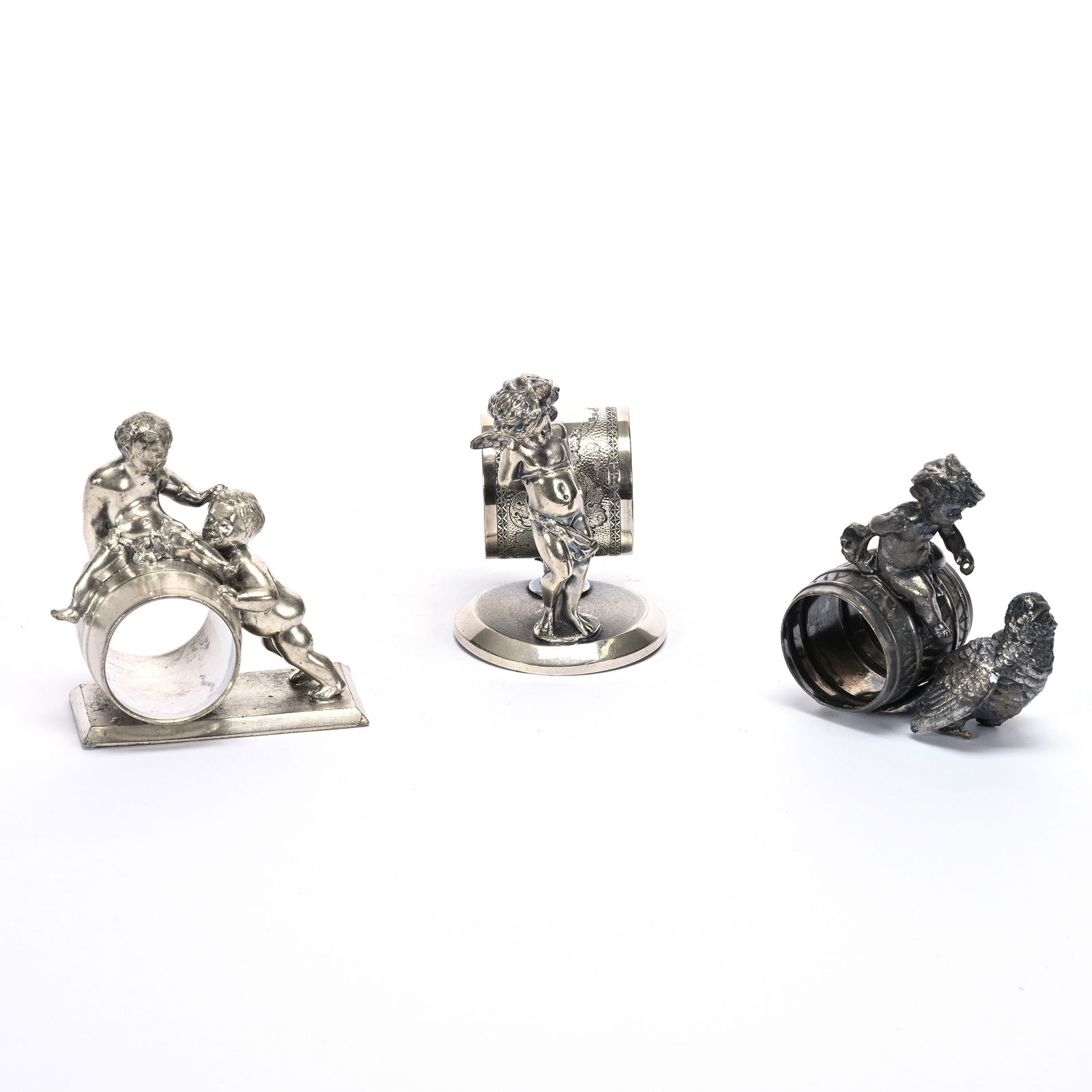 (3) Figural Napkin Rings, Cherub Or Putti Designs (1 of 3)