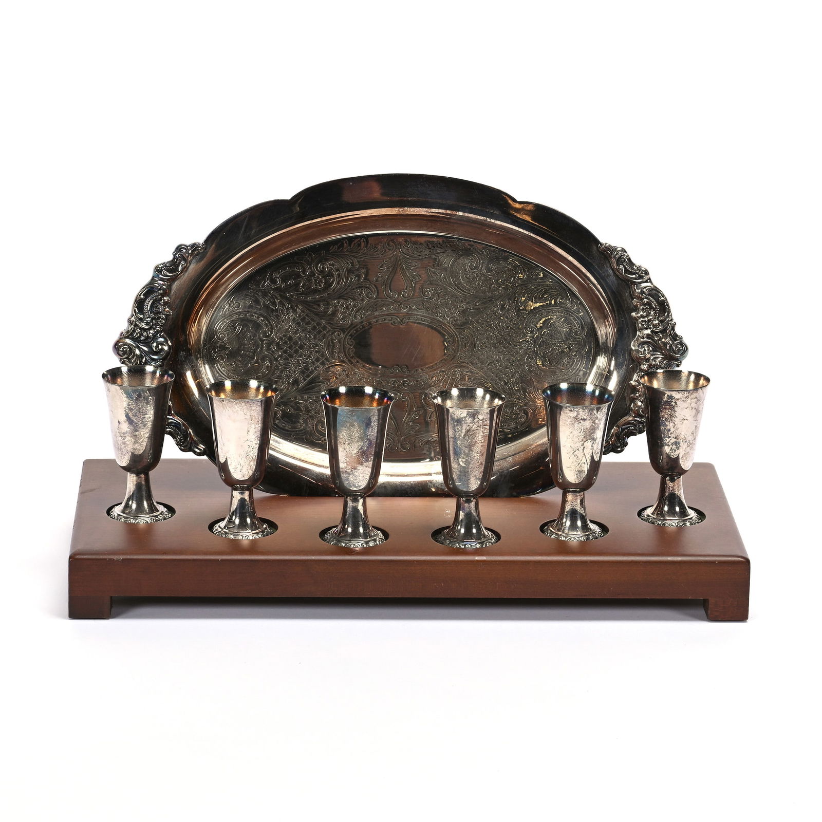 Liqueur Set, Silverplate, Wallace Baroque Pattern (1 of 4)