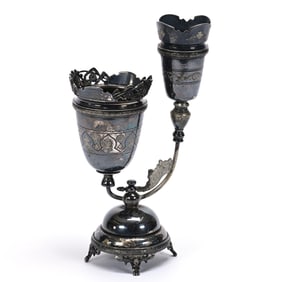 Victorian Silverplate Spooner, Bell & Vase
