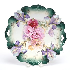 Cake Plate Marked R.S. Prussia, Iris Mold