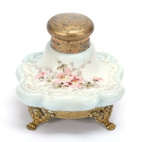 Inkwell, Unmarked Wave Crest Art Glass