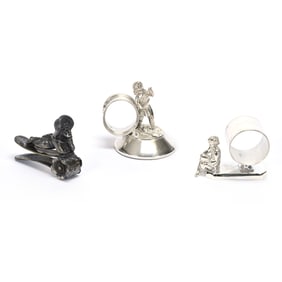 (2) Napkin Rings & (1) Napkin Clip, Silverplate