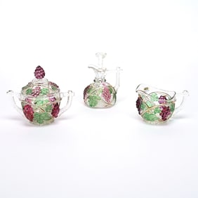 Pattern Glass, Palm Beach, Three Piece Set,