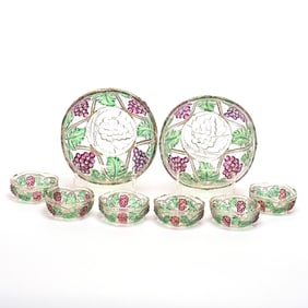 Pattern Glass, Palm Beach, Berry Set, Eight Piece