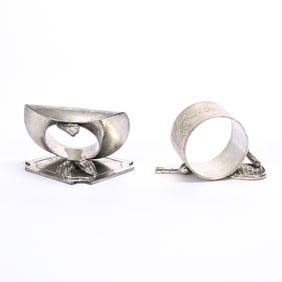 (2) Figural Napkin Rings, Silverplate