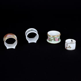(4) Napkin Rings, Porcelain