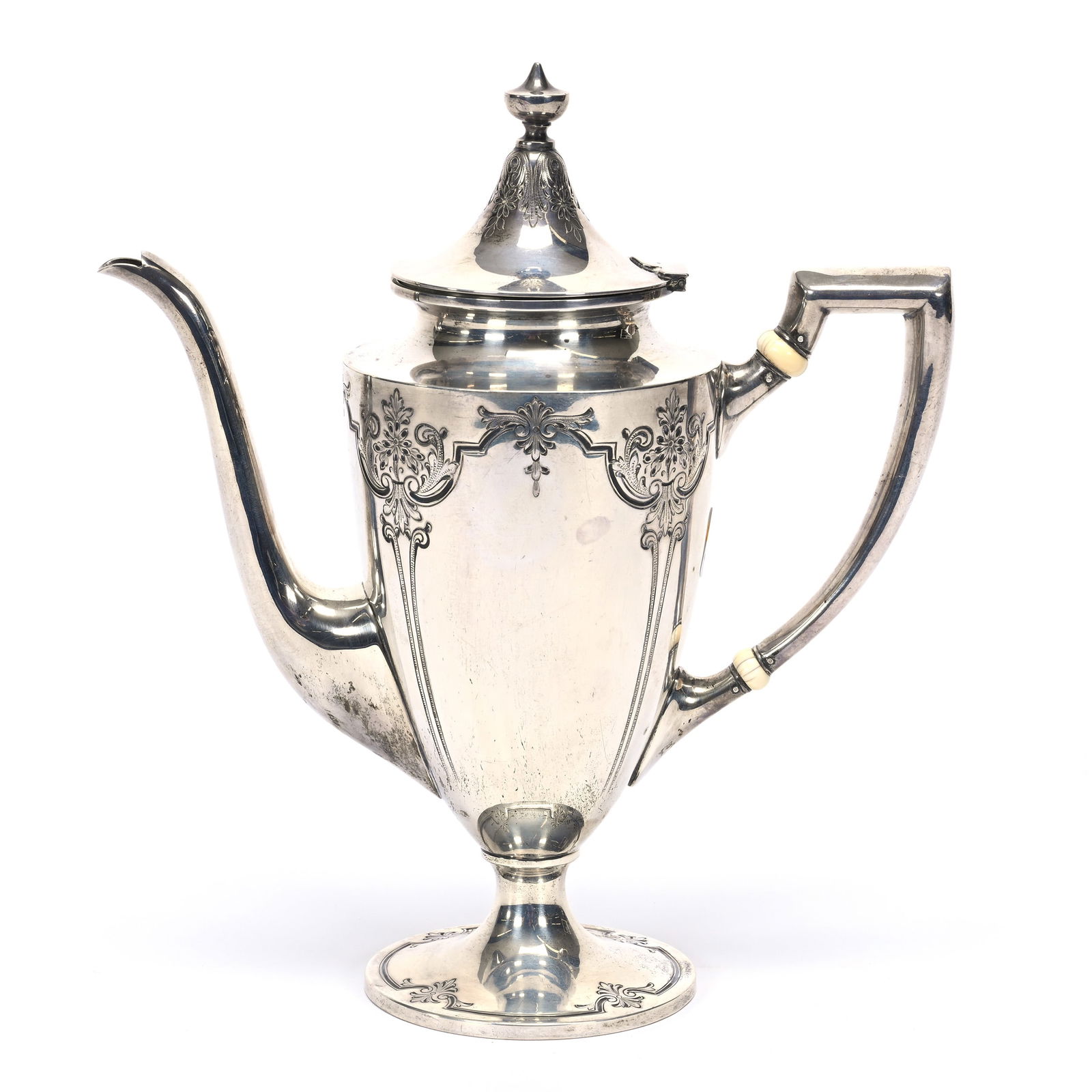 Pedestal Coffee Pot, Sterling Silver (1 of 3)