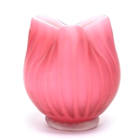 Vase, Pink Satin Ribbon Stripe MOP Art Glass