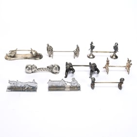 (9) Figural Silverplate Knife Rests