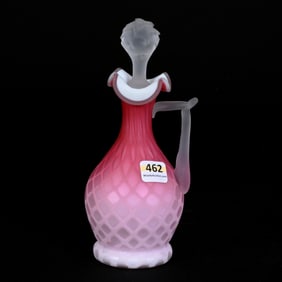 Cruet Bottle, Pink Satin Diamond Quilted MOP