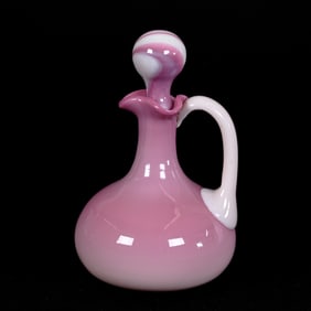 Cruet Bottle, Pink Agate Art Glass