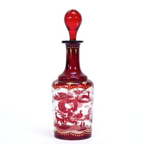Liqueur Bottle, Bohemian Ruby Flash