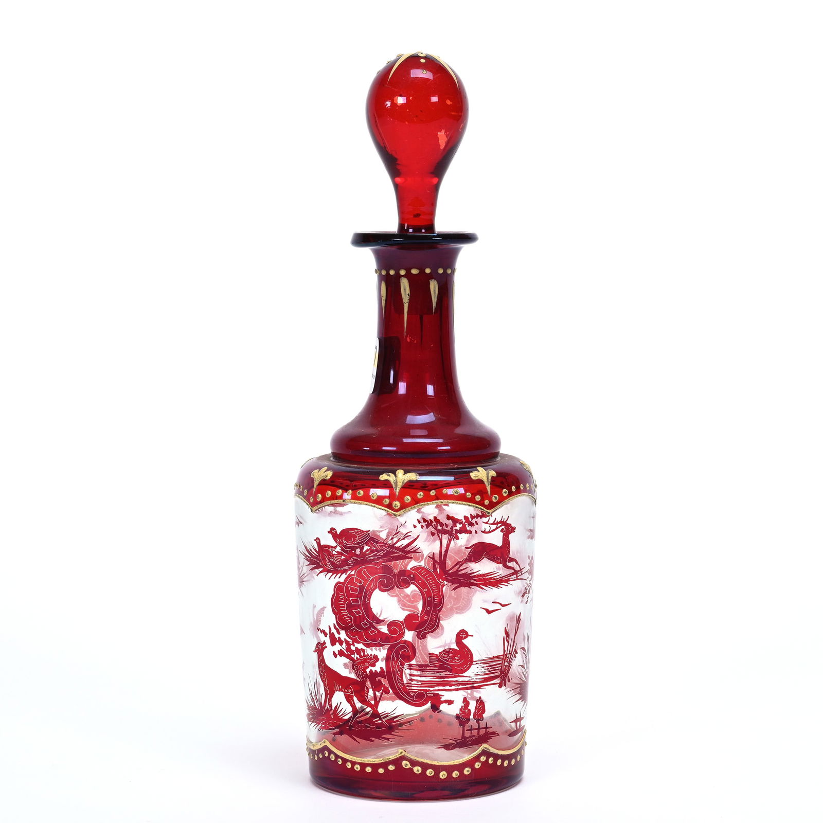 Liqueur Bottle, Bohemian Ruby Flash (1 of 3)