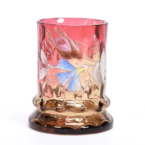 Toothpick Holder, Rubina Verde Coinspot Art Glass