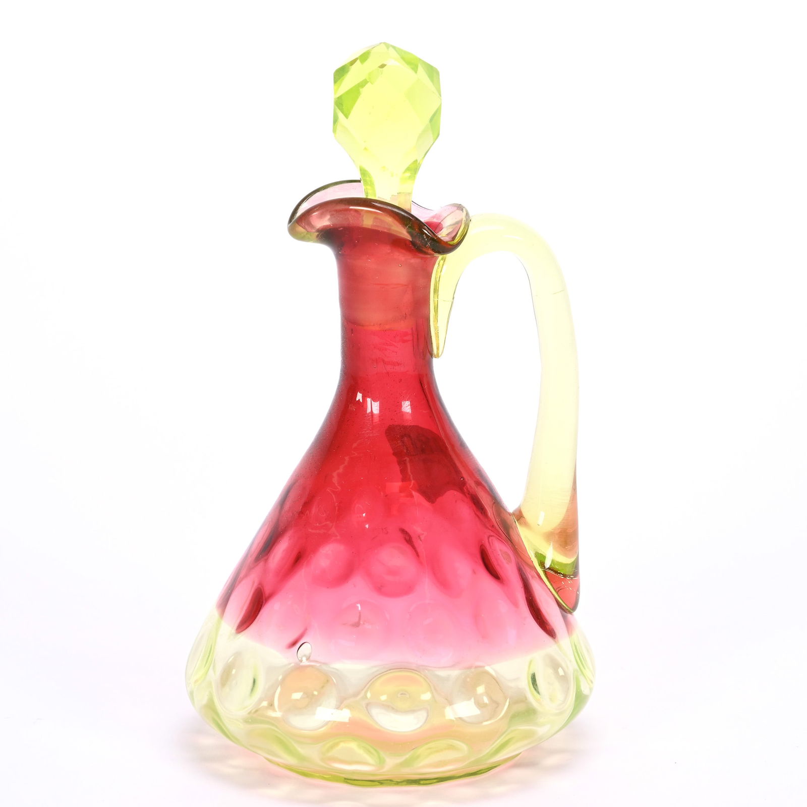 Cruet Bottle, Rubina Verde Coinspot Art Glass (1 of 4)