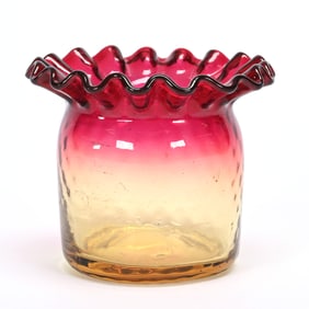 Toothpick Holder, Amberina Art Glass