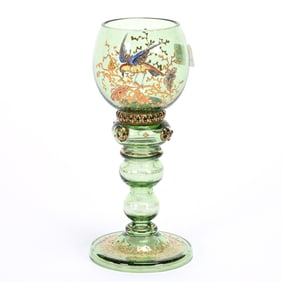 Wine Stem, Unmarked Moser Style Art Glass