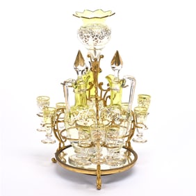 Liqueur Centerpiece Set, Green Shading To Clear