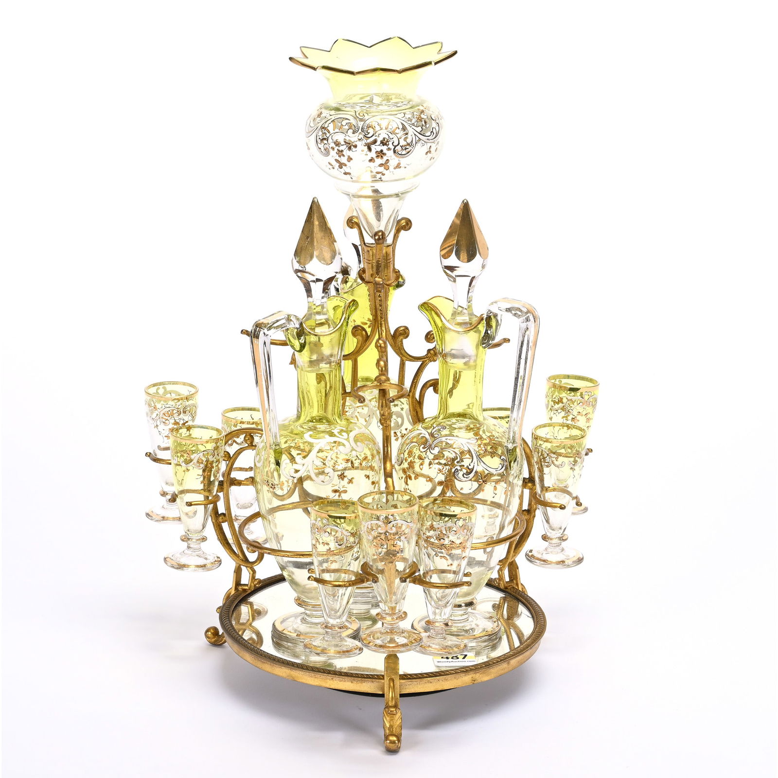 Liqueur Centerpiece Set, Green Shading To Clear (1 of 3)