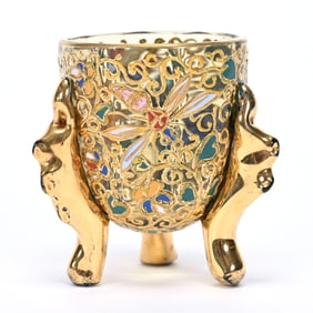 Footed Toothpick Holder, Unmarked Moser