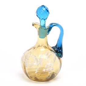 Cruet Bottle, Amber Art Glass