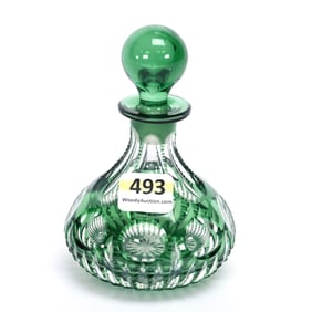Perfume Bottle, ABCG, Emerald Green Cut To Clear