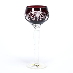 Cordial Stem, Cut Glass, Ruby Cut To Clear