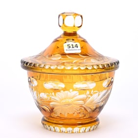 Covered Box, Amber Cut To Clear