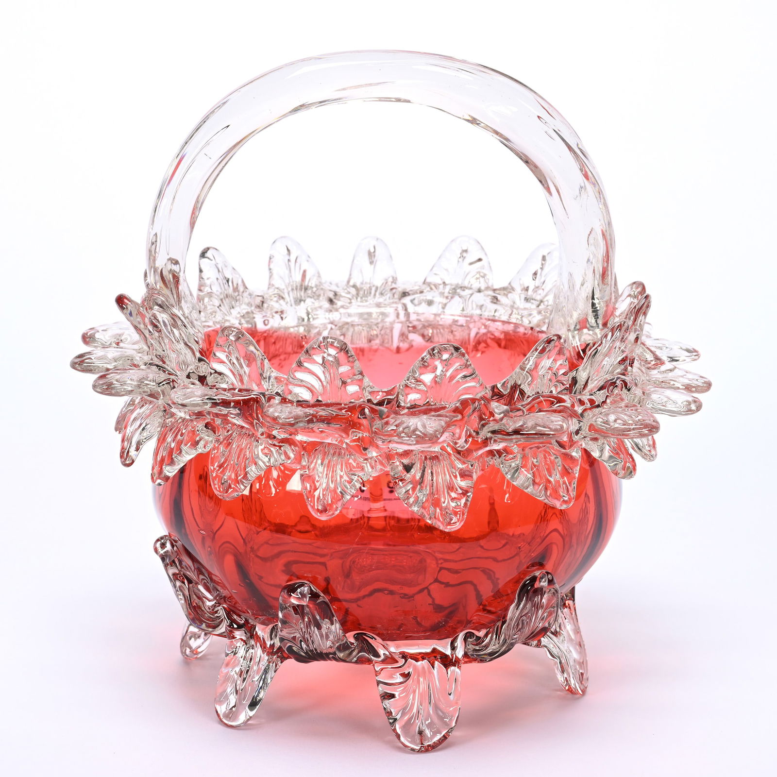 Basket, Cranberry Art Glass (1 of 3)