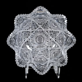 Bowl, American Brilliant Cut Glass, Signed Clark