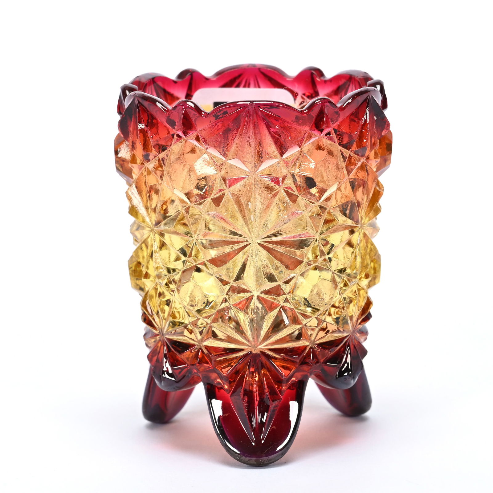 Toothpick Holder, Amberina Pattern Glass (1 of 3)