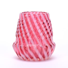 Toothpick Holder, Cranberry Opalescent