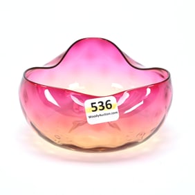 Finger Bowl, Amberina Coinspot Art Glass