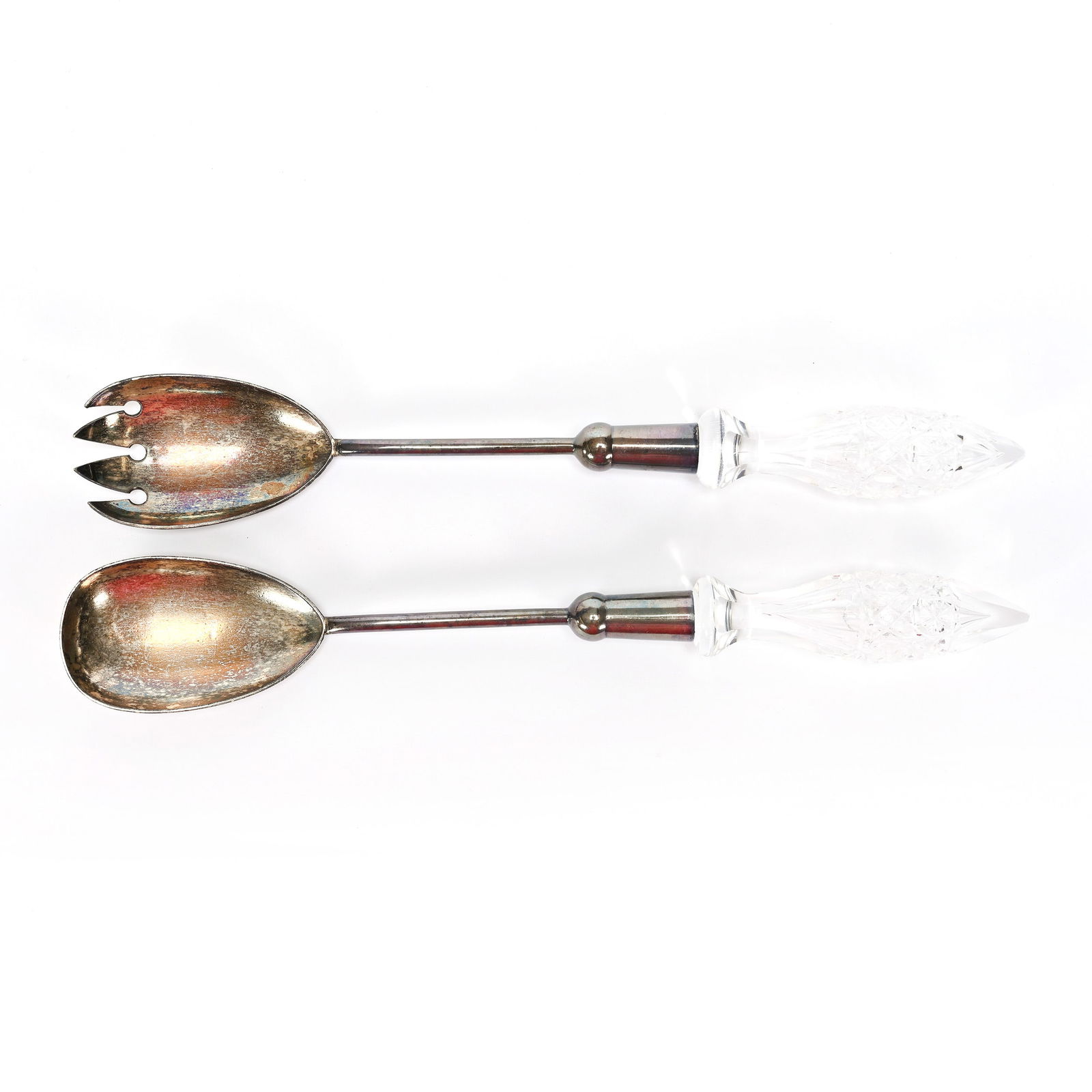 Salad Fork & Spoon Set, American Brilliant Cut Glass (1 of 3)